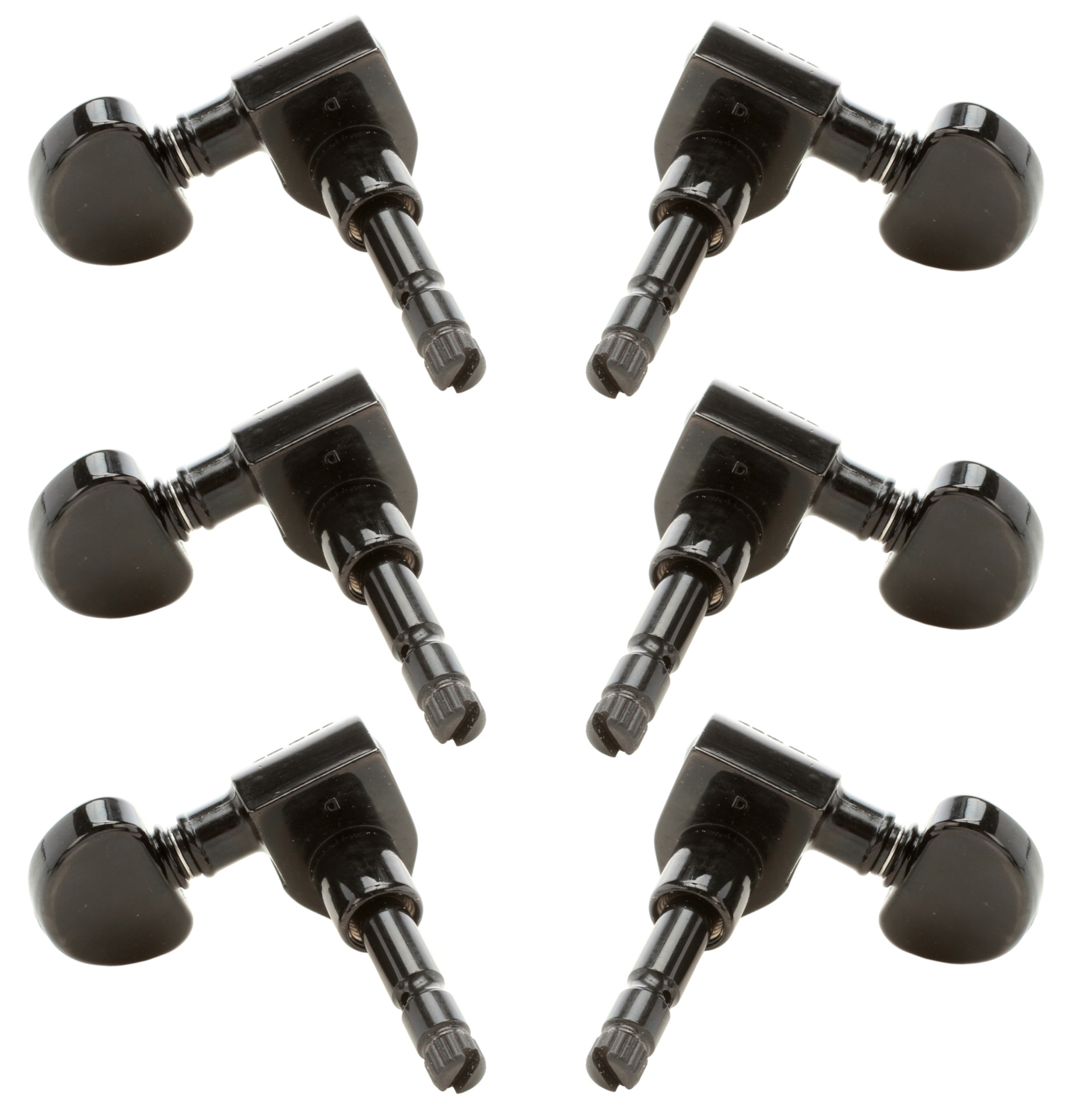 Grover 602B Tip Lock Locking Rotomatics with Round Button - Guitar Machine Heads, 3 + 3 - Black