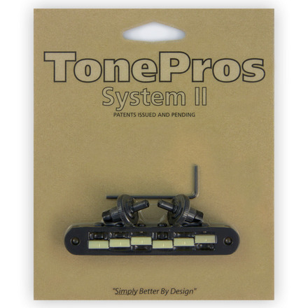 TonePros TP6G B - Standard Tune-O-Matic Bridge with 'G Formula' Saddles (Small Posts) - Black