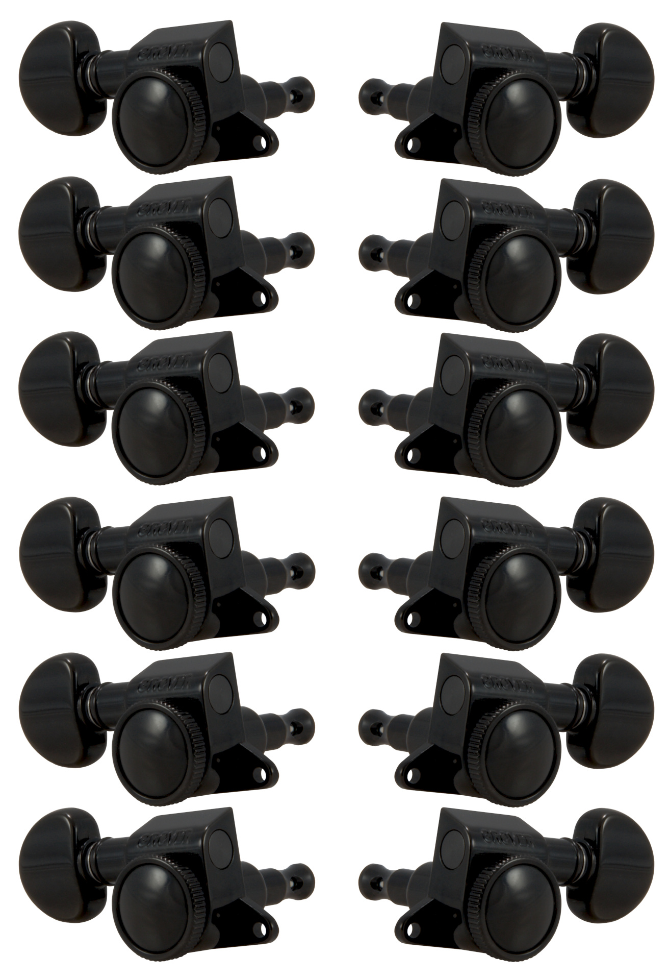 Grover 505BC12 Mini Roto-Grip Locking Rotomatics - 12-String Guitar Machine Heads, 6 + 6 - Black Chrome