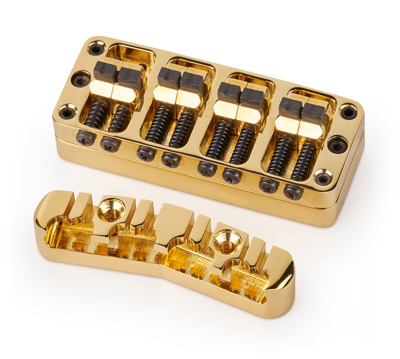 Warwick Parts - 2-Piece 3D Bridge & Tailpiece, 8-String, Brass - Gold