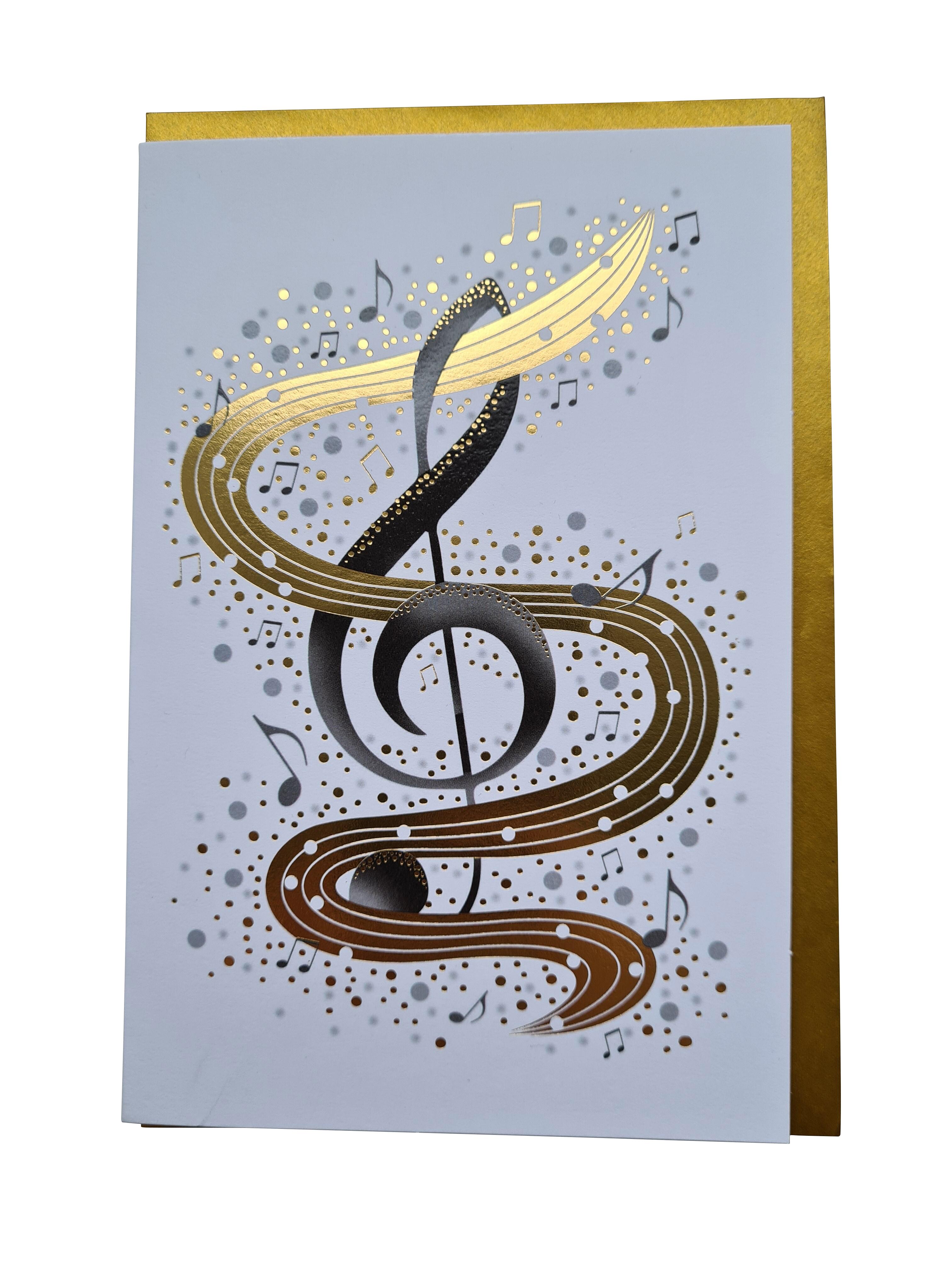 Doppelkarte Violinschlüssel mit goldenem Notenband