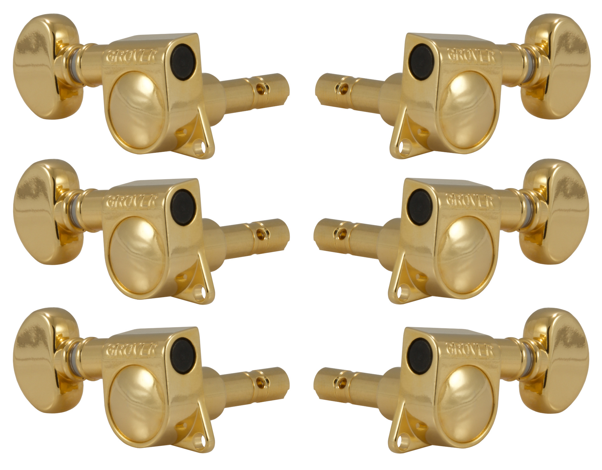 Grover 406G Mini Locking Rotomatics with Round Button - Guitar Machine Heads, 3 + 3 - Gold