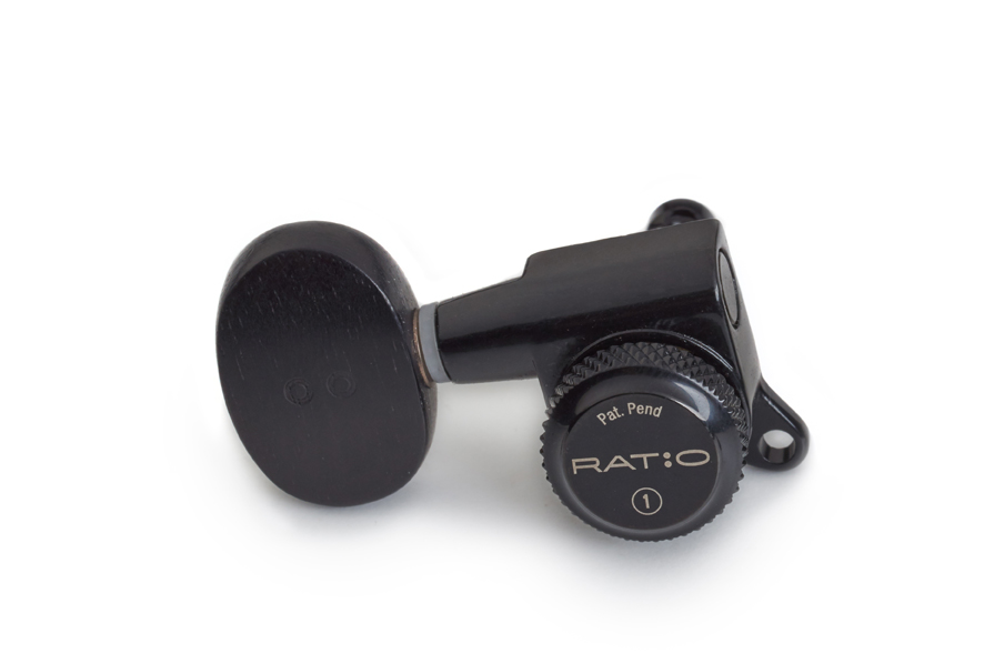 Framus Parts - Ratio Locking Machineheads, 3+3, Ebony Buttons - Black, Mechaniken