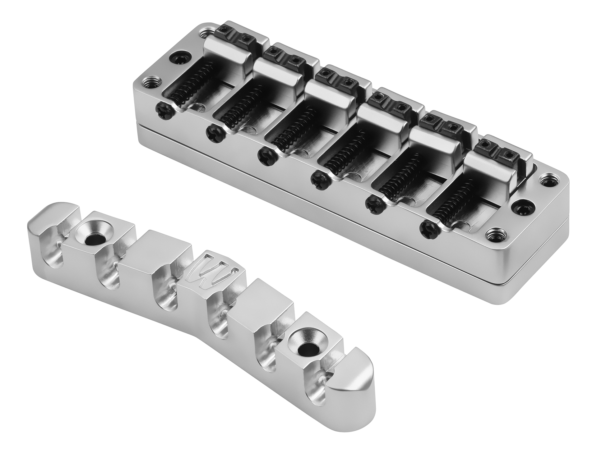 Warwick Parts - 2-Piece 3D Bridge & Tailpiece, 6-String - Satin Chrome