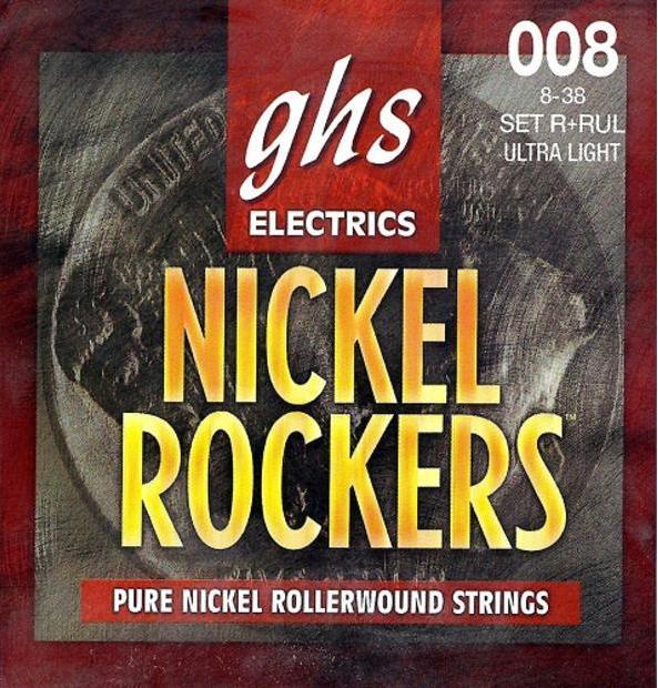 GHS Nickel Rockers - R+RUL - Electric Guitar String Set, Ultra Light, .008-.038