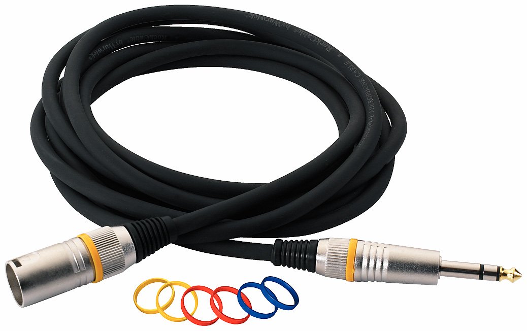 RockCable Microphone Cable - XLR (male) / TRS (6.3 mm / 1/4"), Balanced, Color Coded - 2 m / 6.6 ft