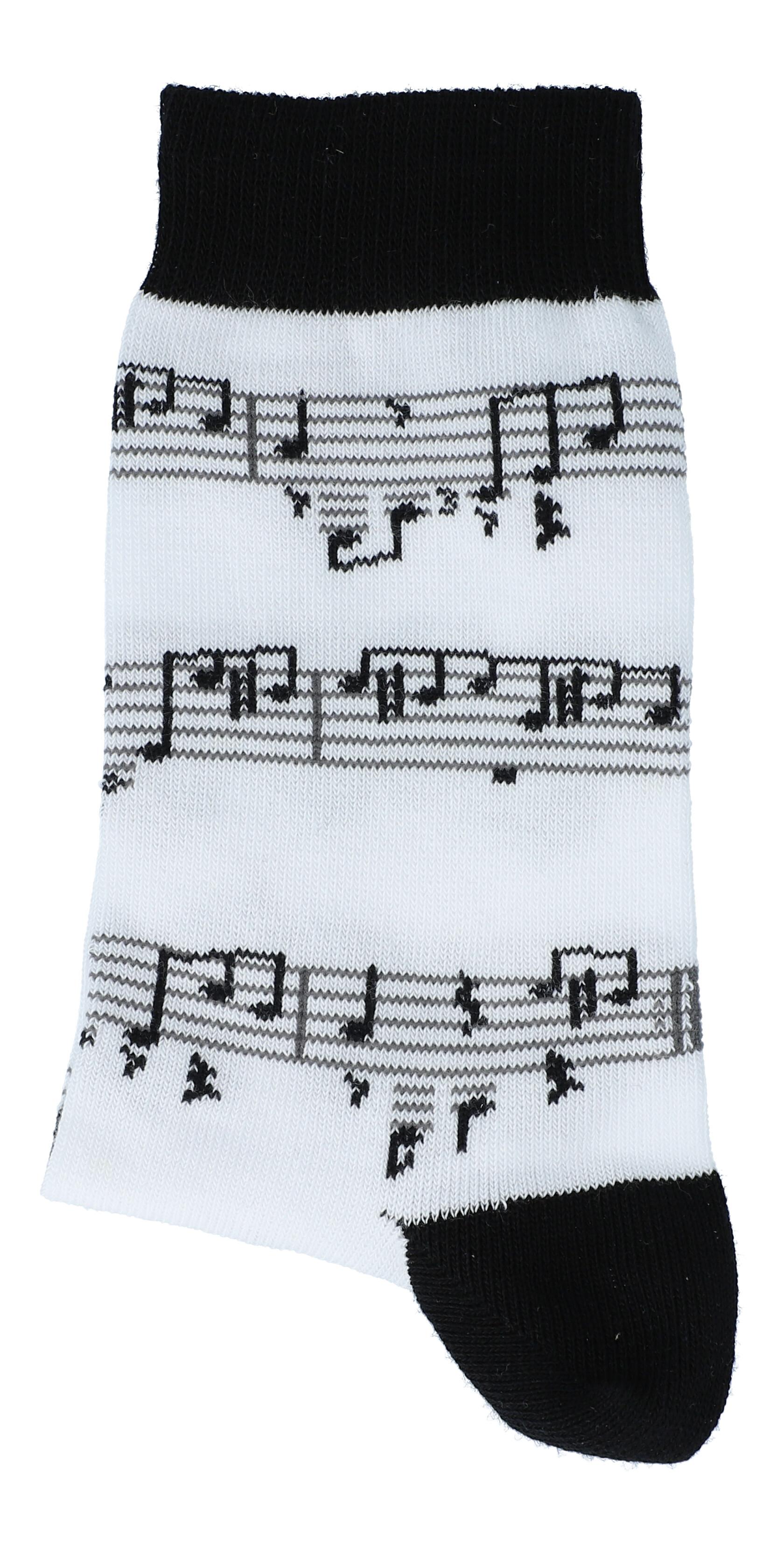 Weiße Socken mit schwarzer Notenlinie, Musik-Socken, 39-42