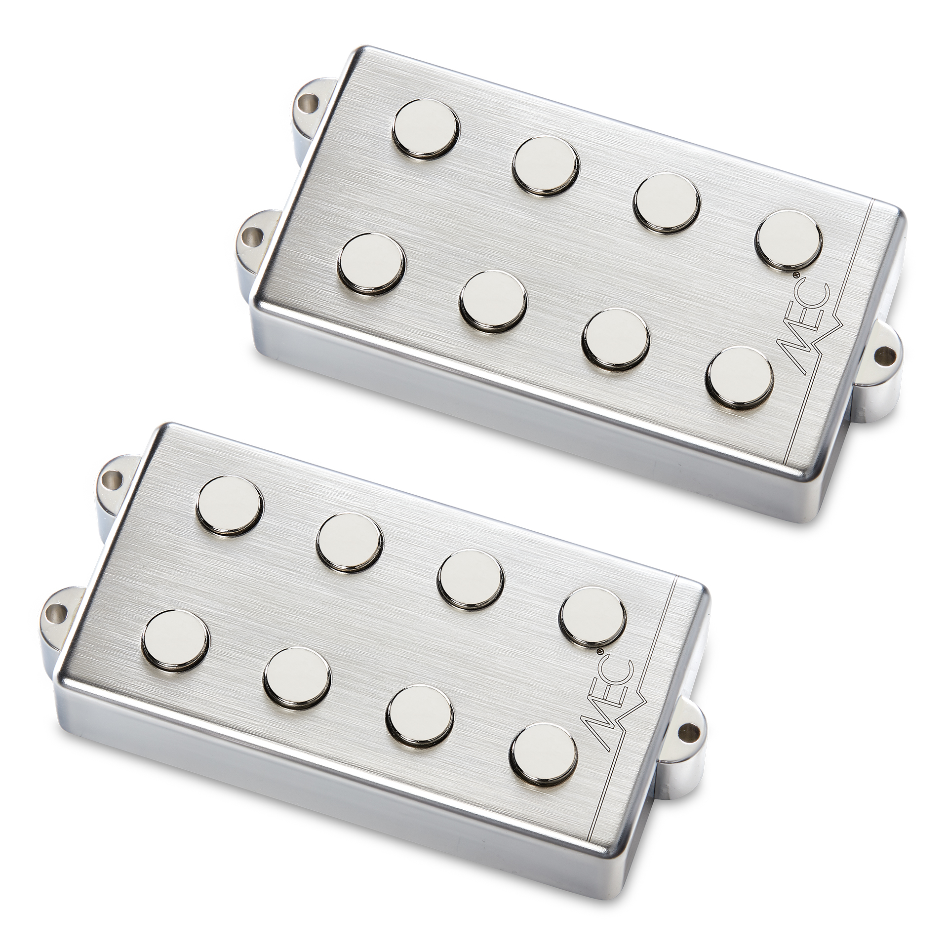 MEC Passive MM-Style Bass Pickup Set, Metal Cover, 4-String - Brushed Chrome