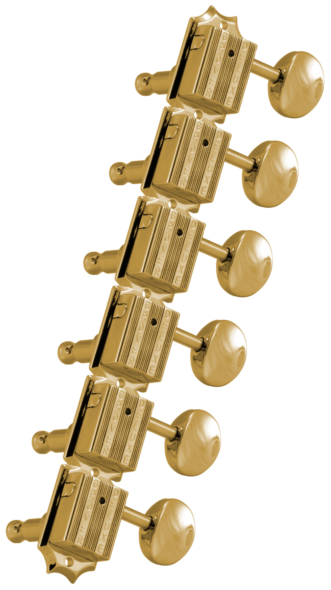 Grover 136G6 Vintage Deluxe Guitar Machines - Guitar Machine Heads, 6-in-Line, Bass Side (Left) - Gold