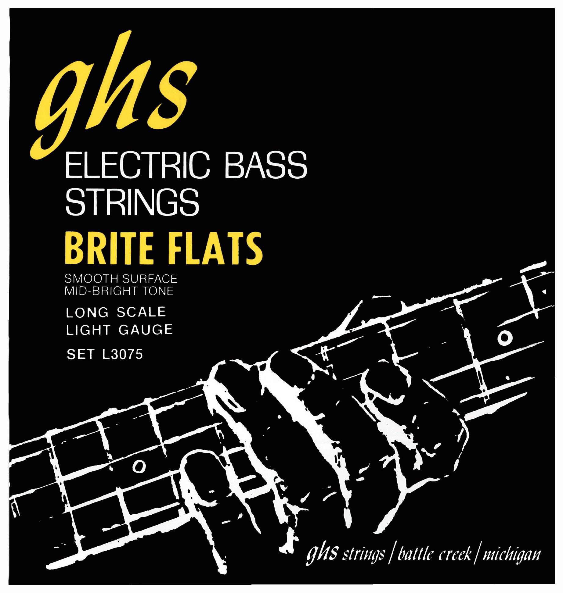 GHS Brite Flats - L3075 - Bass String Set, 4-String, Light, .045-.098