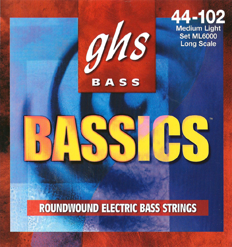 GHS Bassics - ML6000 - Bass String Set, 4-String, Medium Light, .044-.102