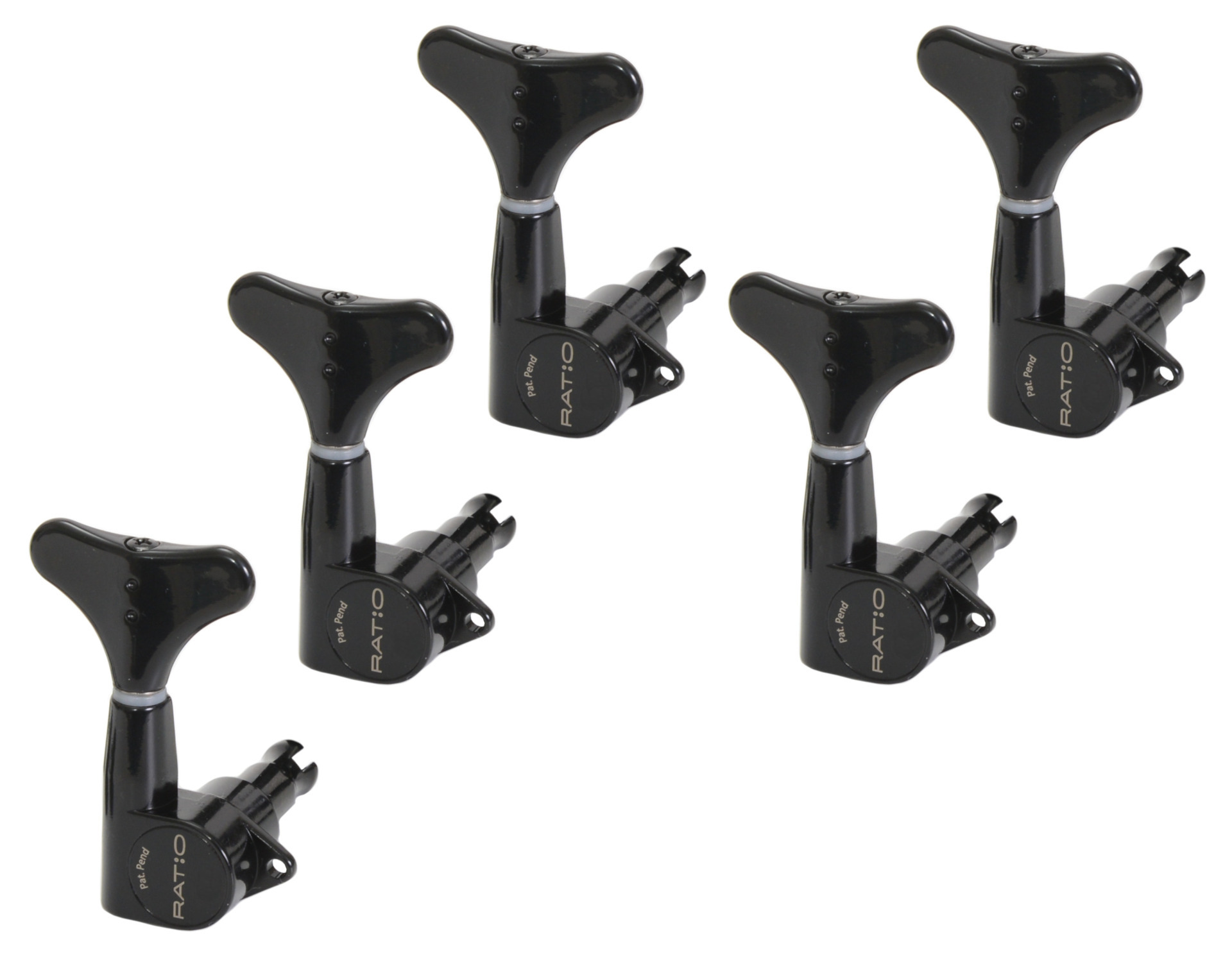 Graph Tech PRB-5500-B0 Ratio Bass Machine Heads with Y-Style Button - 5-String, 5-in-Line, Bass Side (Left) - Black