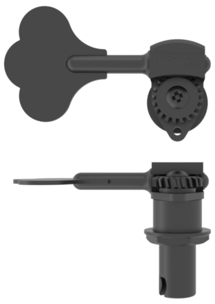 Hipshot HB6 - Ultralite Bass Machine Head, 1/2" Post, Clover Leaf Key, Treble Side - Black