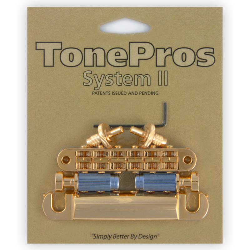 TonePros LPM04 G - Standard Tune-O-Matic Bridge and Tailpiece Set (Small Posts / Notched Saddles) - Gold