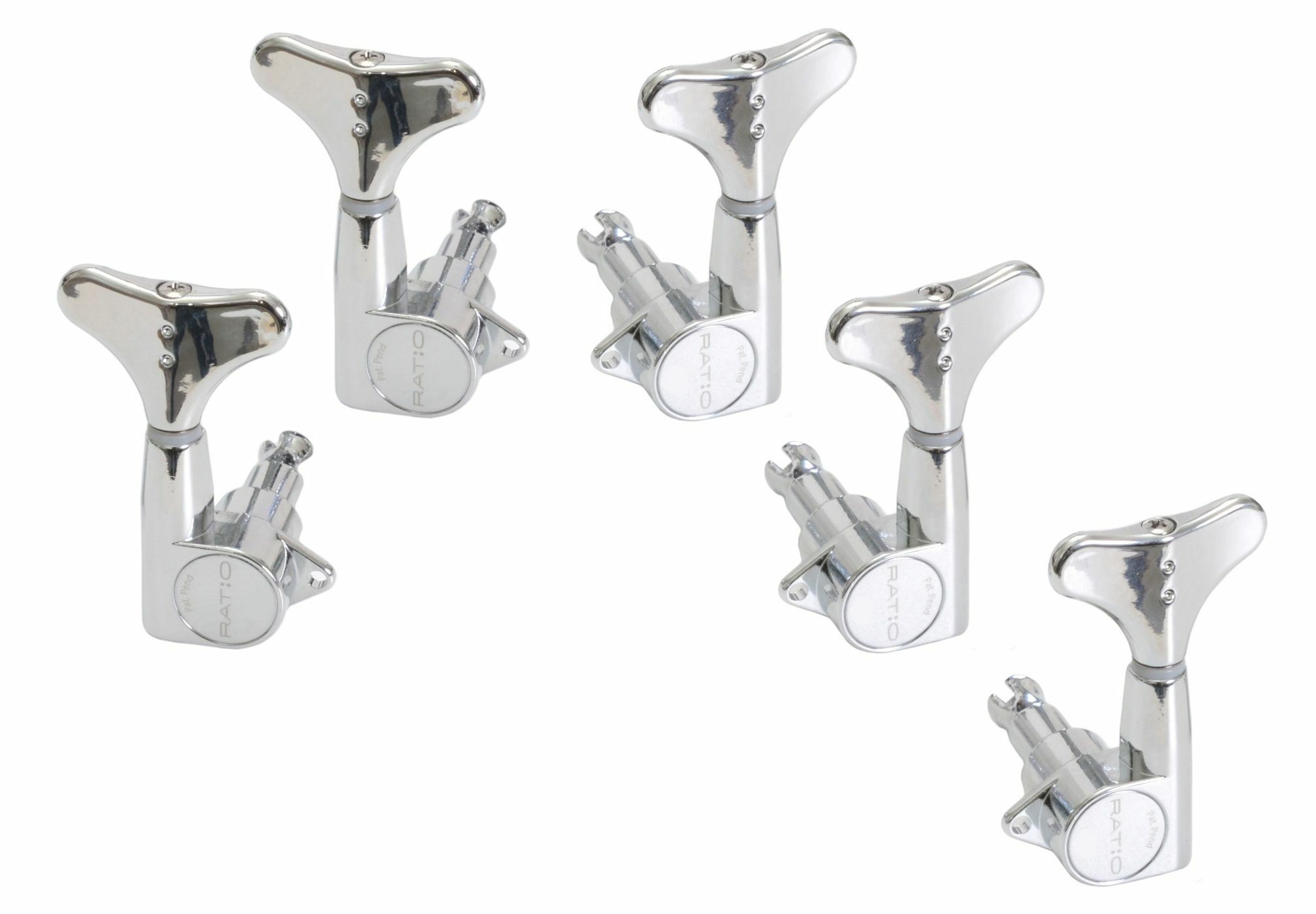 Graph Tech PRB-5230-C0 Ratio Bass Machine Heads with Y-Style Button - 5-String, 2 + 3 - Chrome