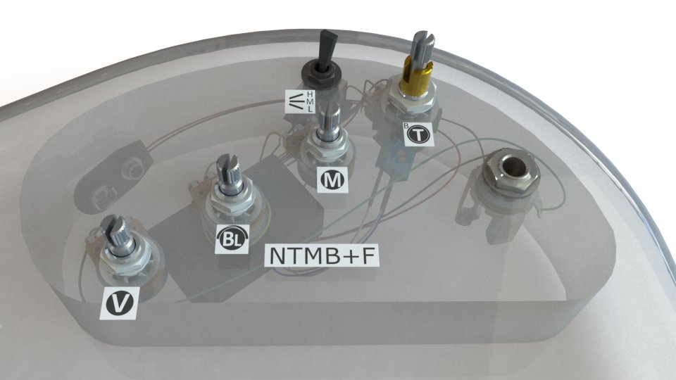 Bartolini NTMB+F 3-Band Preamp (HR-4.7J/918), 4 Inline Pots, 1 Toggle