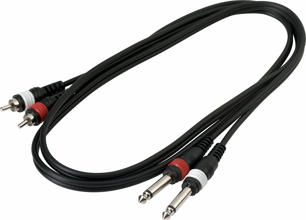 RockCable Patch Cable - 2 x RCA to 2 x TS (6.3 mm / 1/4") - 1.5 m / 4.9 ft
