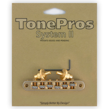 TonePros TP6R G - Standard Tune-O-Matic Bridge with Roller Saddles (Small Posts) - Gold