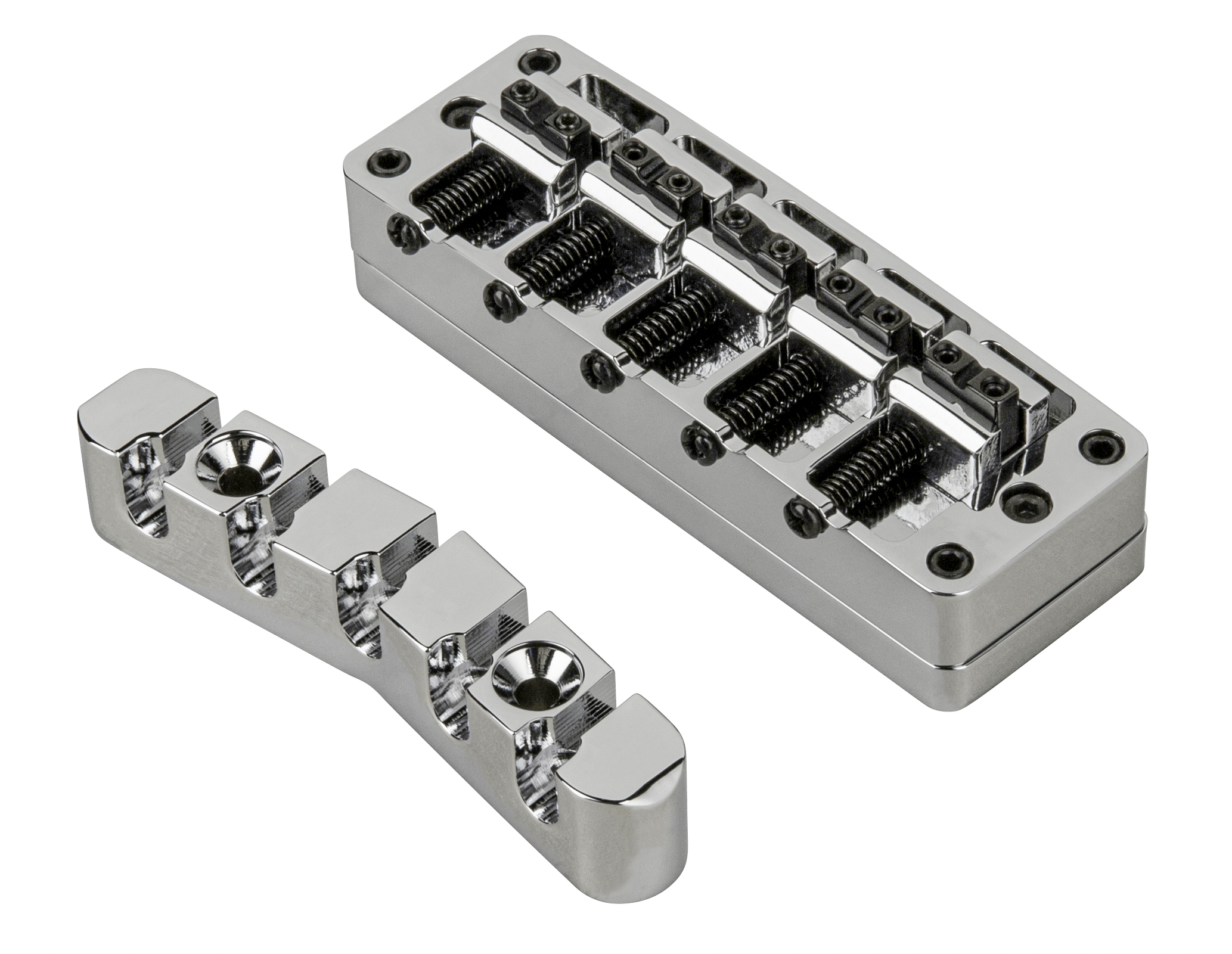 Warwick Parts - 2-Piece 3D Bridge & Tailpiece, 5-String, Brass - Chrome