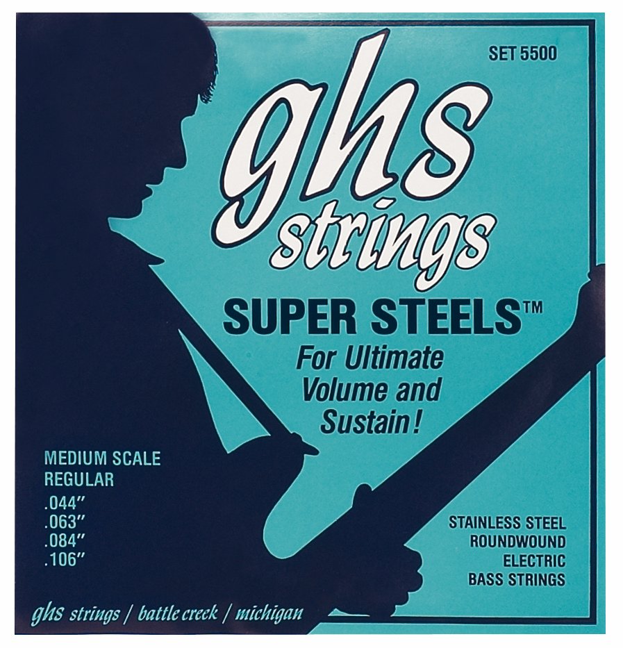 GHS Super Steels - 5500 - Bass String Set, 4-String, Regular, .044-.106, Medium Scale