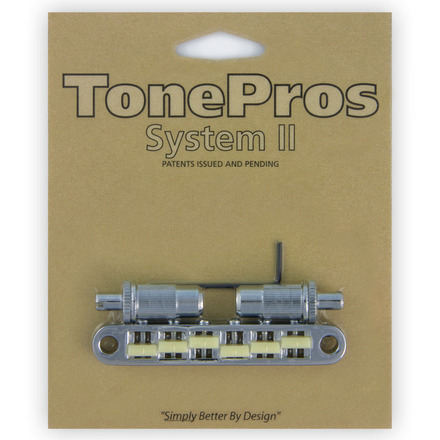 TonePros TPFG C - Metric Tune-O-Matic Bridge with 'G Formula' Saddles (Large Posts / Notched Saddles) - Chrome