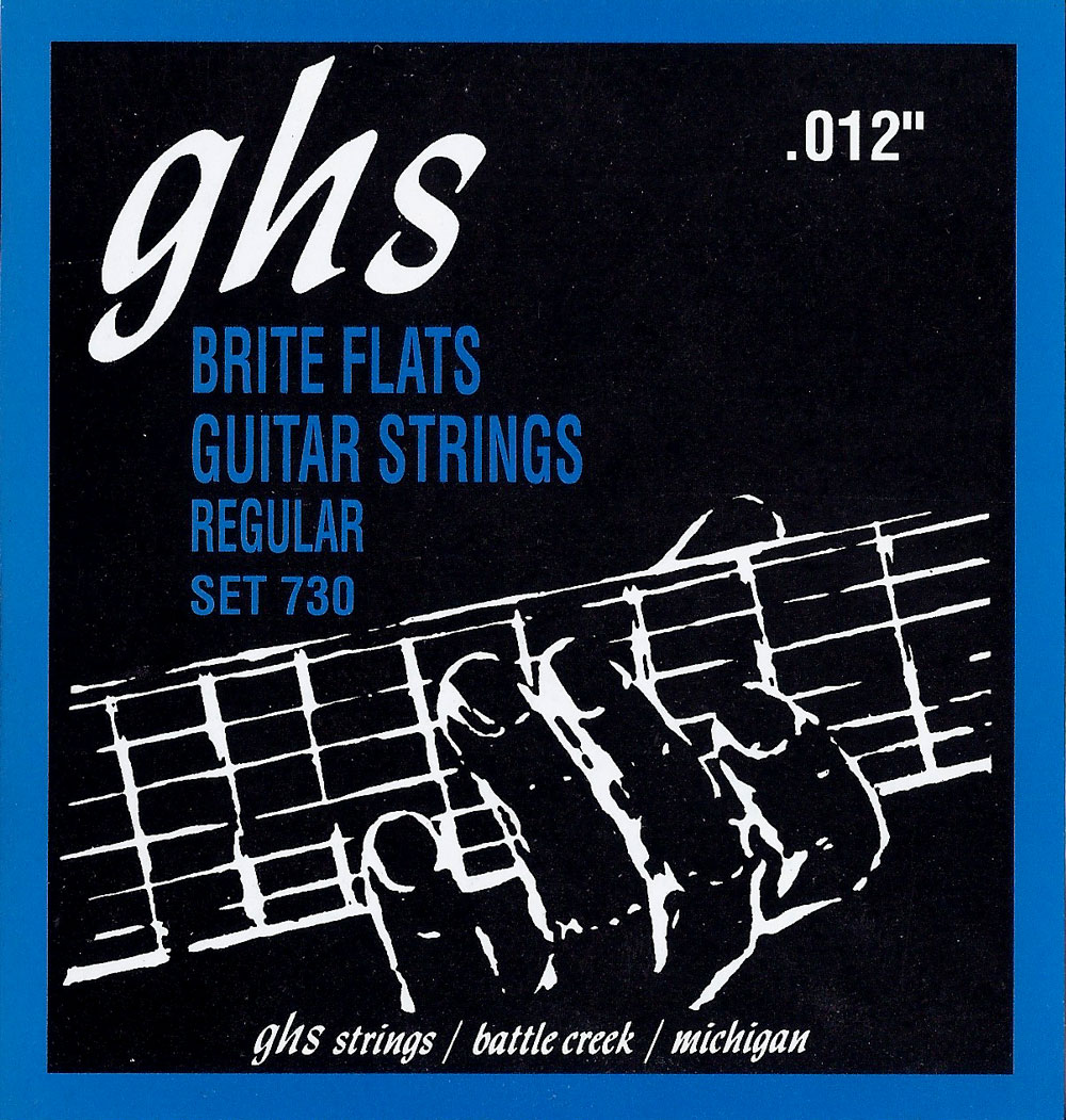 GHS Brite Flats - 730 - Electric Guitar String Set, Regular, .012-.054