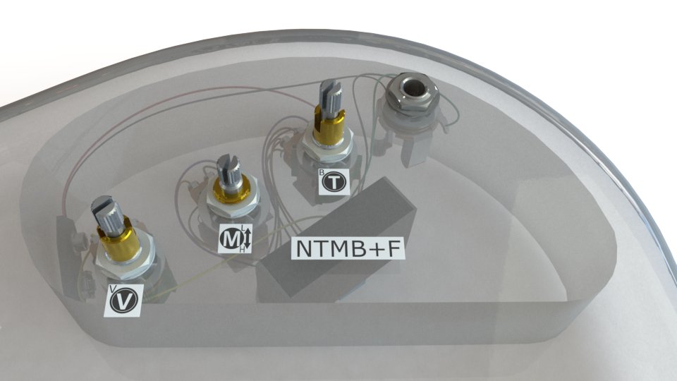 Bartolini NTMB+F 3-Band Preamp (HR-3.4/918), 3 Pots