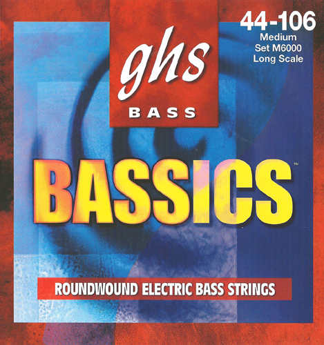 GHS Bassics - M6000 - Bass String Set, 4-String, Medium, .044-.106