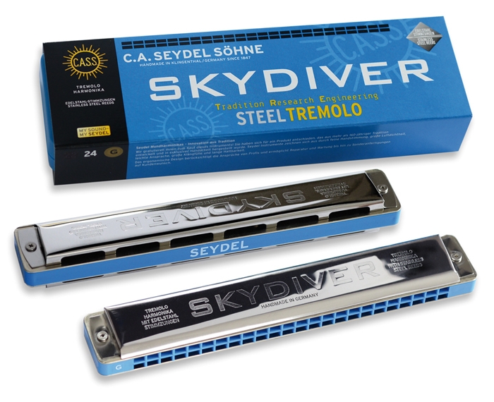 Seydel 25480 Skydiver Steel Tremolo Mundharmonika in D