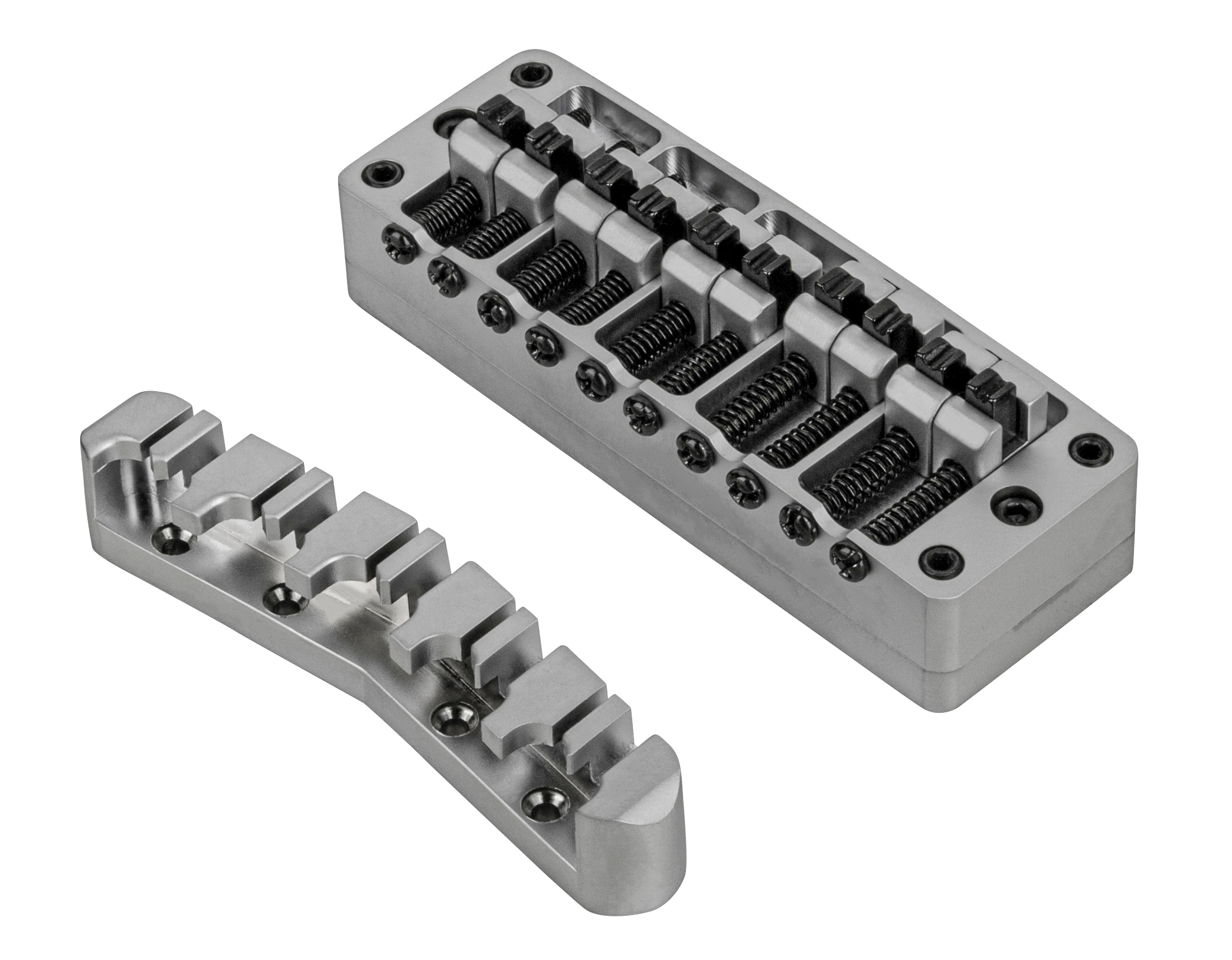 Warwick Parts - 2-Piece 3D Bridge & Tailpiece, 10-String, Brass - Satin Chrome