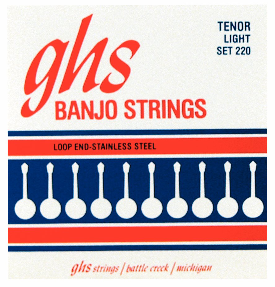GHS 220 - Banjo String Set, 4-String, Loop End, Tenor, Stainless Steel, Light, .009-.028