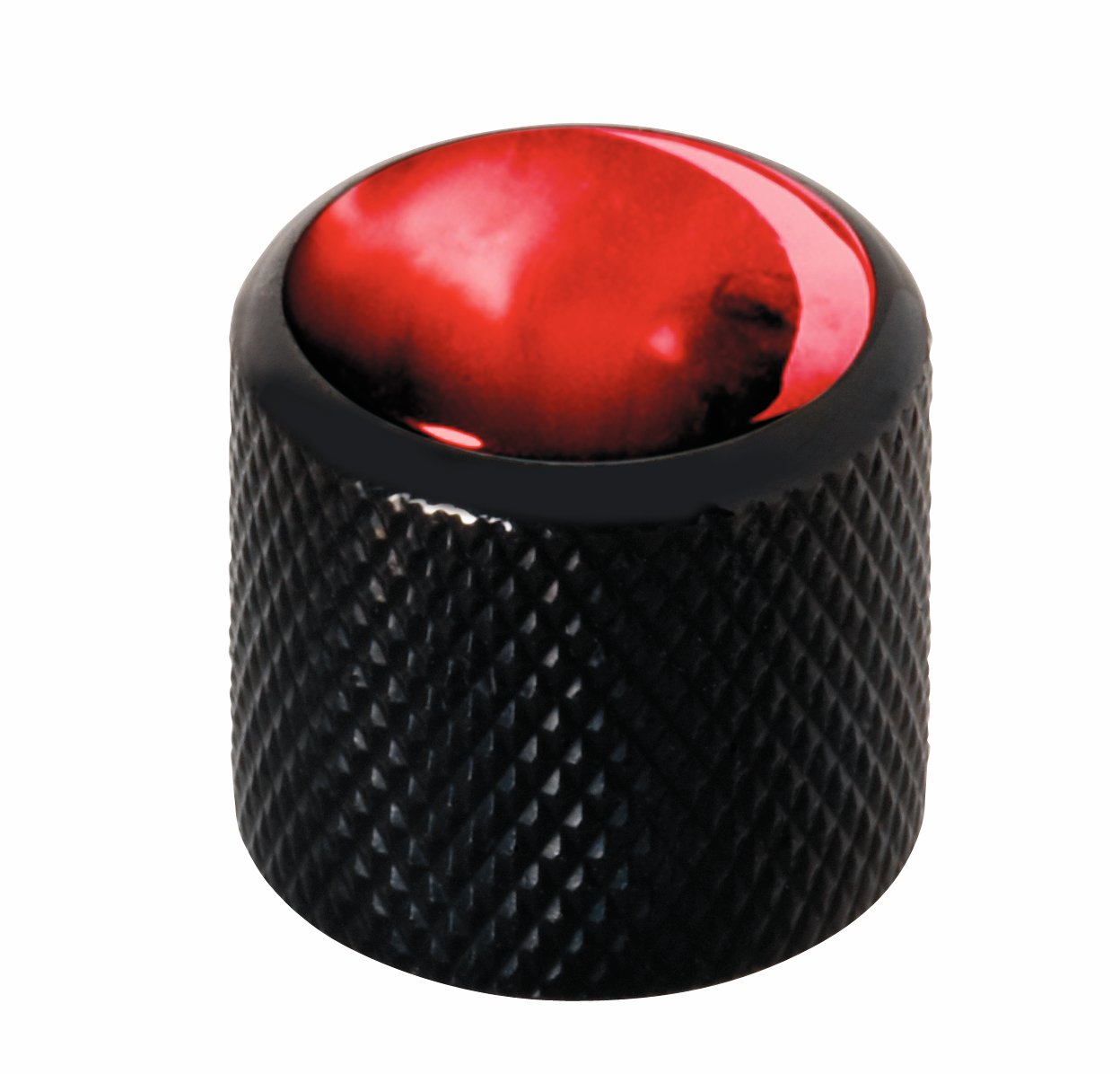 Framus & Warwick - Potentiometer Dome Knob, Red Perloid, Cap - Black