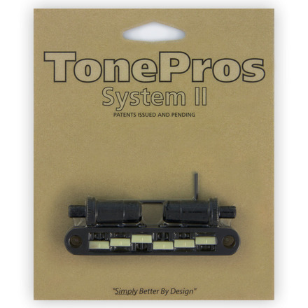 TonePros TPFG B - Metric Tune-O-Matic Bridge with 'G Formula' Saddles (Large Posts / Notched Saddles) - Black