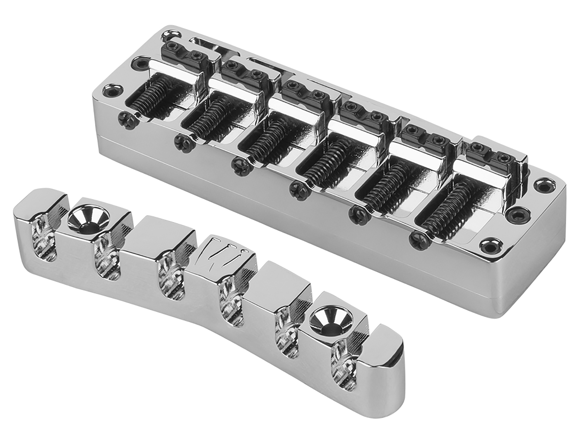 Warwick Parts - 3D Bridge + Tailpiece, 6-String, Brass - Chrome