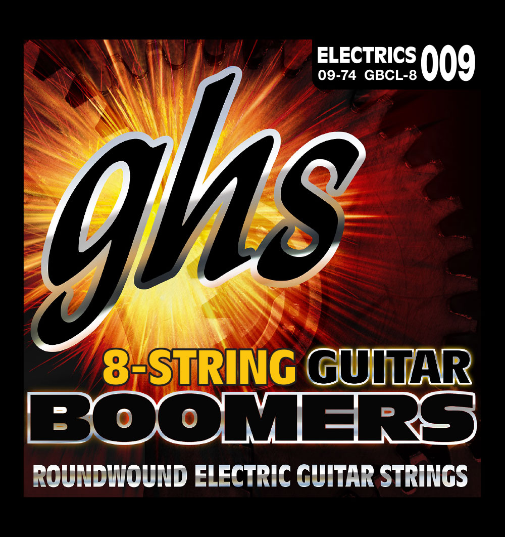 GHS Guitar Boomers - GB8CL - Electric Guitar String Set, 8-String, Custom Light, .009-.074
