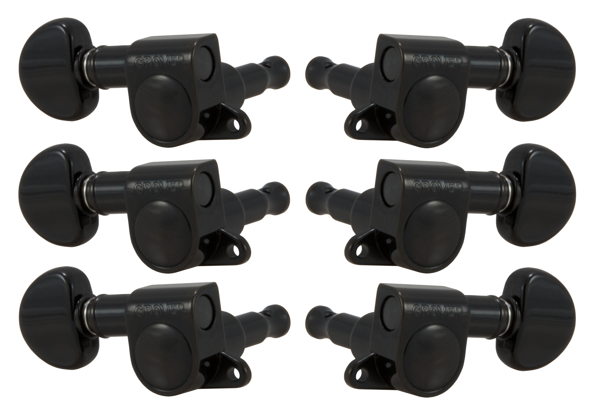Grover 205BC Mini Rotomatics with Round Button - Guitar Machine Heads, 3 + 3 - Black Chrome