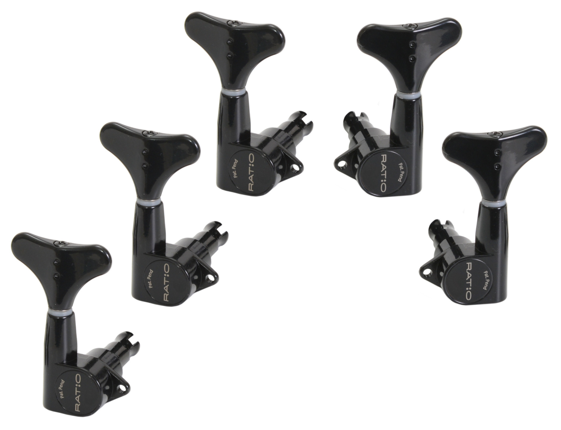 Graph Tech PRB-5320-B0 Ratio Bass Machine Heads with Y-Style Button - 5-String, 3 + 2 - Black