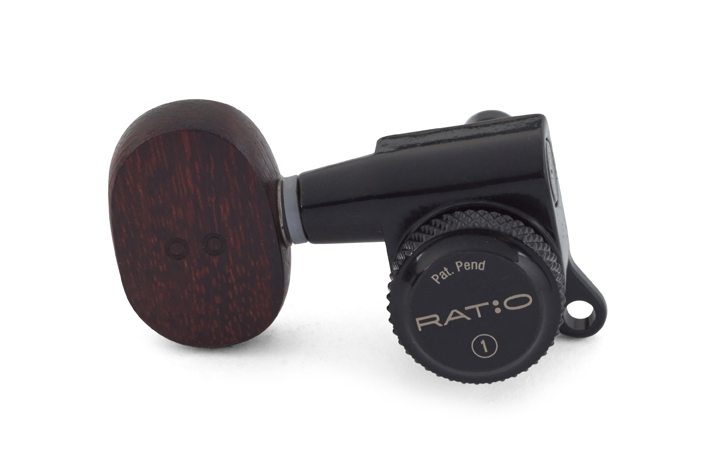 Framus Parts - Ratio Locking Machineheads, 3+3, Rosewood Buttons - Black