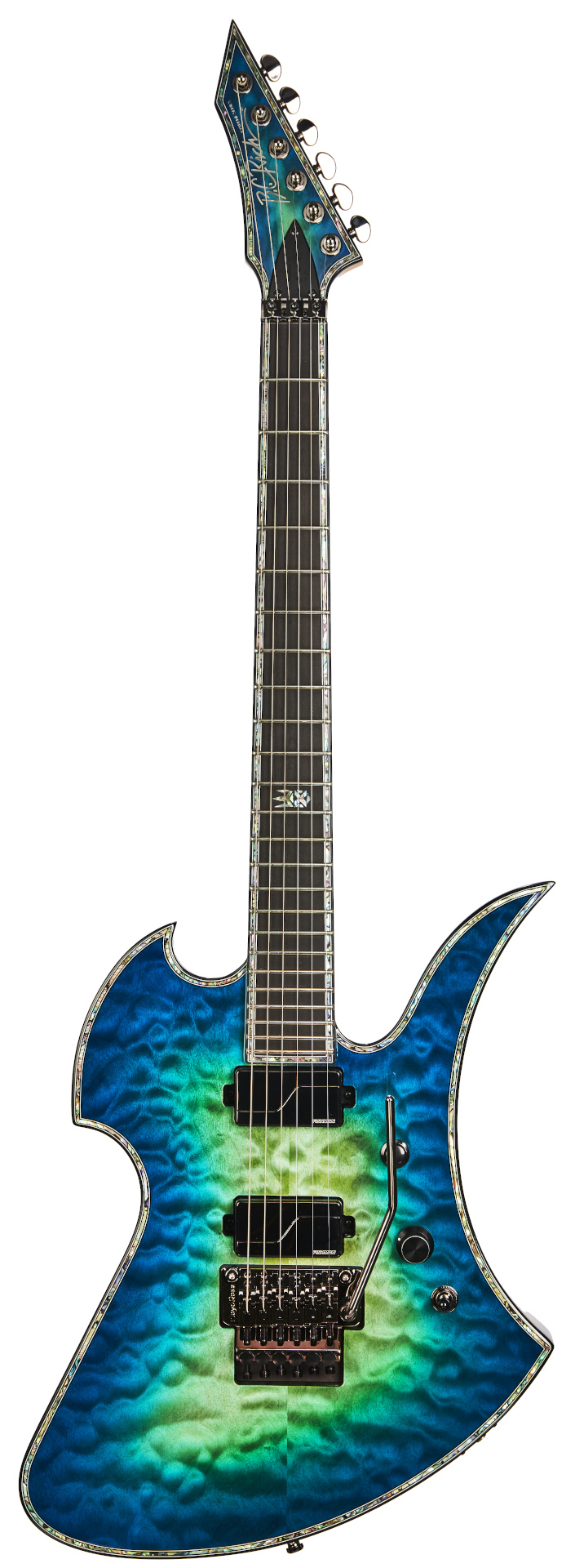 B.C. Rich Mockingbird Extreme Exotic with Floyd Rose - Quilted Maple Top, Cyan Blue