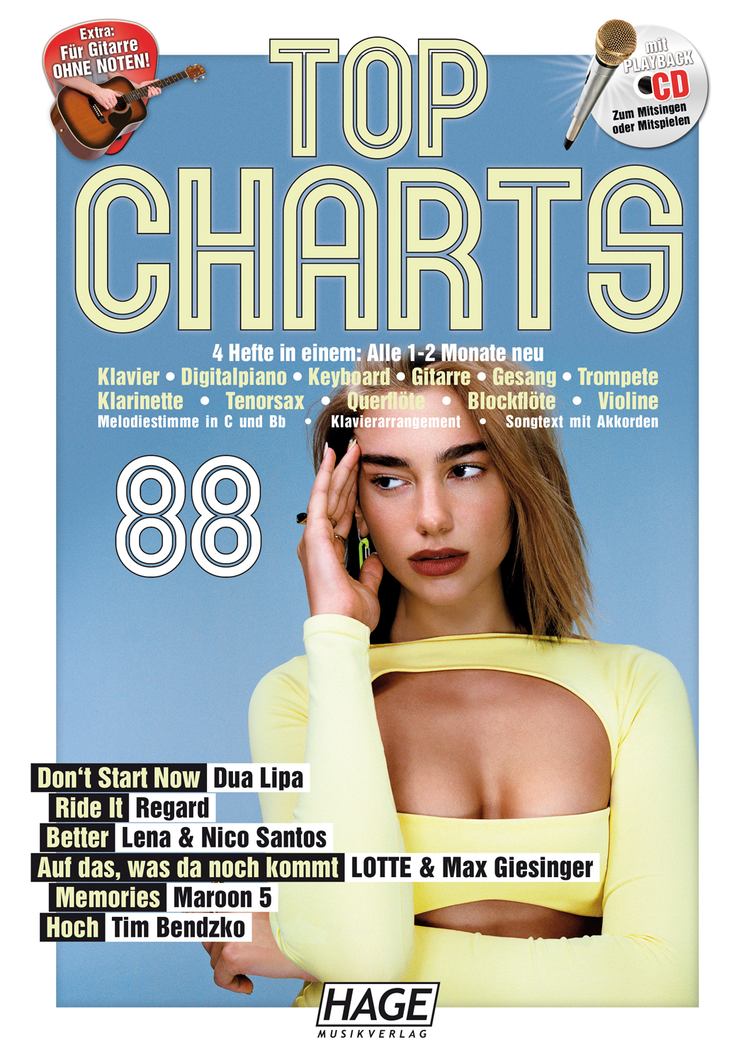 HAGE EH3989 Top Charts 88 Songbook + CD