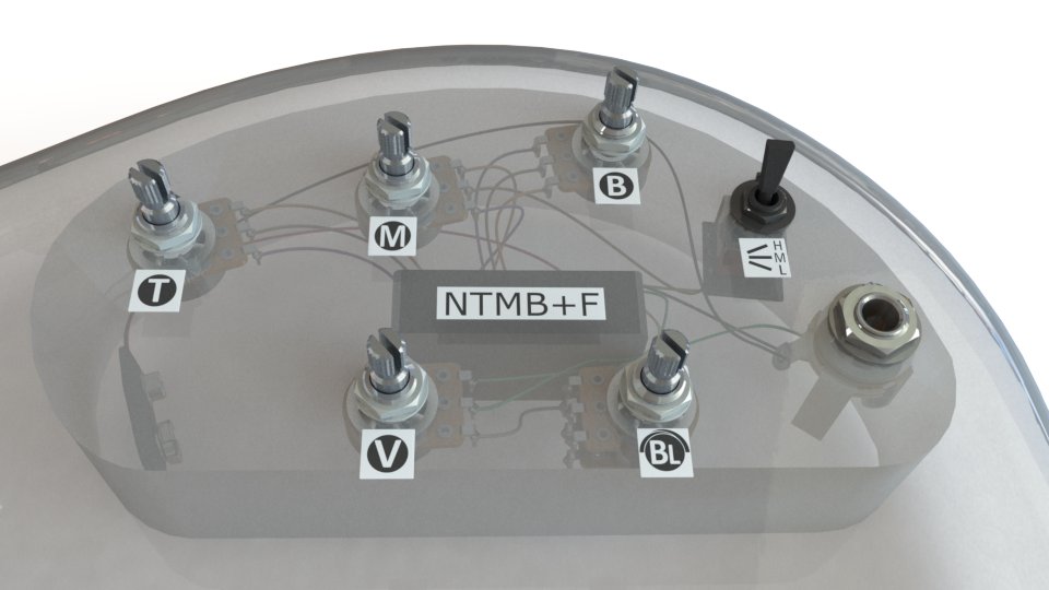 Bartolini NTMB+F 3-Band Preamp (HR-5.4/918), 5 Pots, 1 Toggle