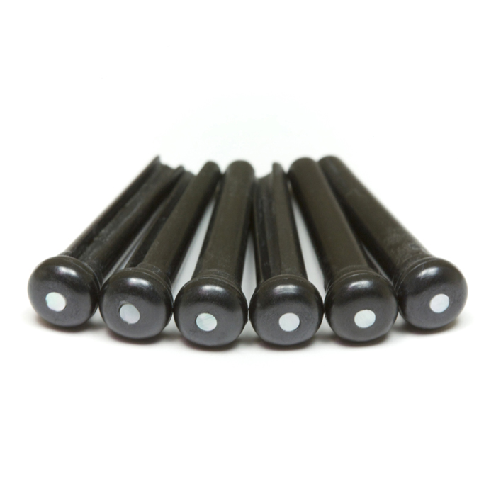 TUSQ LP-2142-60 - Traditional Style Bridge Pins, Black, Mother of Pearl Inlay - Luthier's Pack, 60 pcs.
