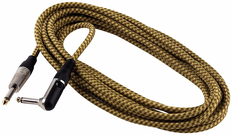 RockCable Instrument Cable - angled / straight TS (6.3 mm / 1/4"), 9 m / 29.5 ft - Vintage Tweed