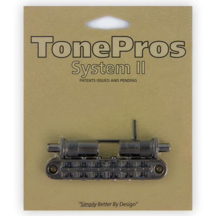 TonePros T3BT BC - Metric Tune-O-Matic Bridge (Large Posts / Notched Saddles) - Black Chrome