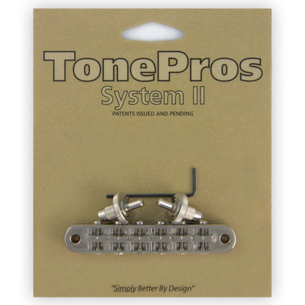 TonePros T3BP N - Standard Tune-O-Matic Bridge (Small Posts / Notched Saddles) - Nickel