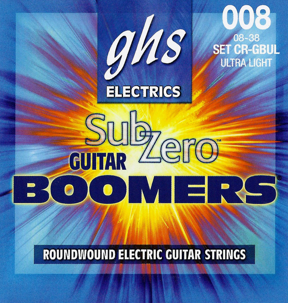 GHS Sub Zero Boomers - CR-GBUL - Electric Guitar String Set, Ultra Light, .008-.038