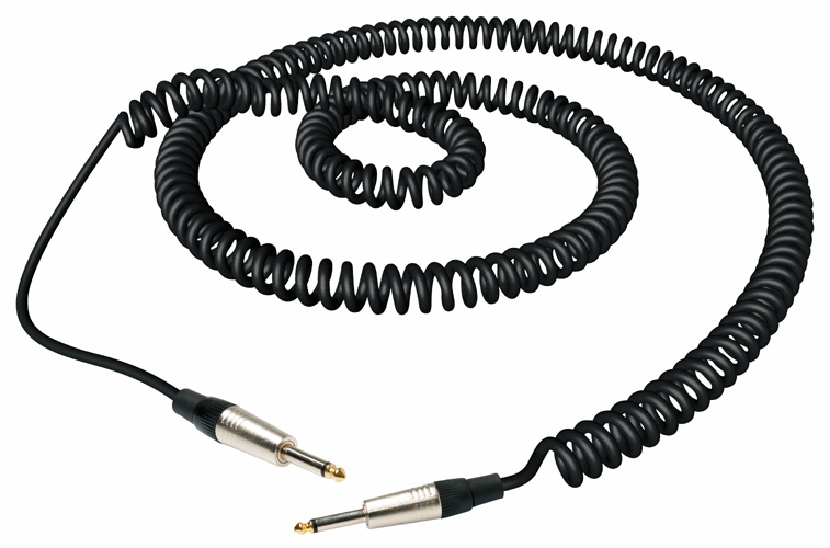 RockCable Instrument Cable - straight TS (6.3 mm / 1/4"), coiled, 6 m / 19.7 ft - Black
