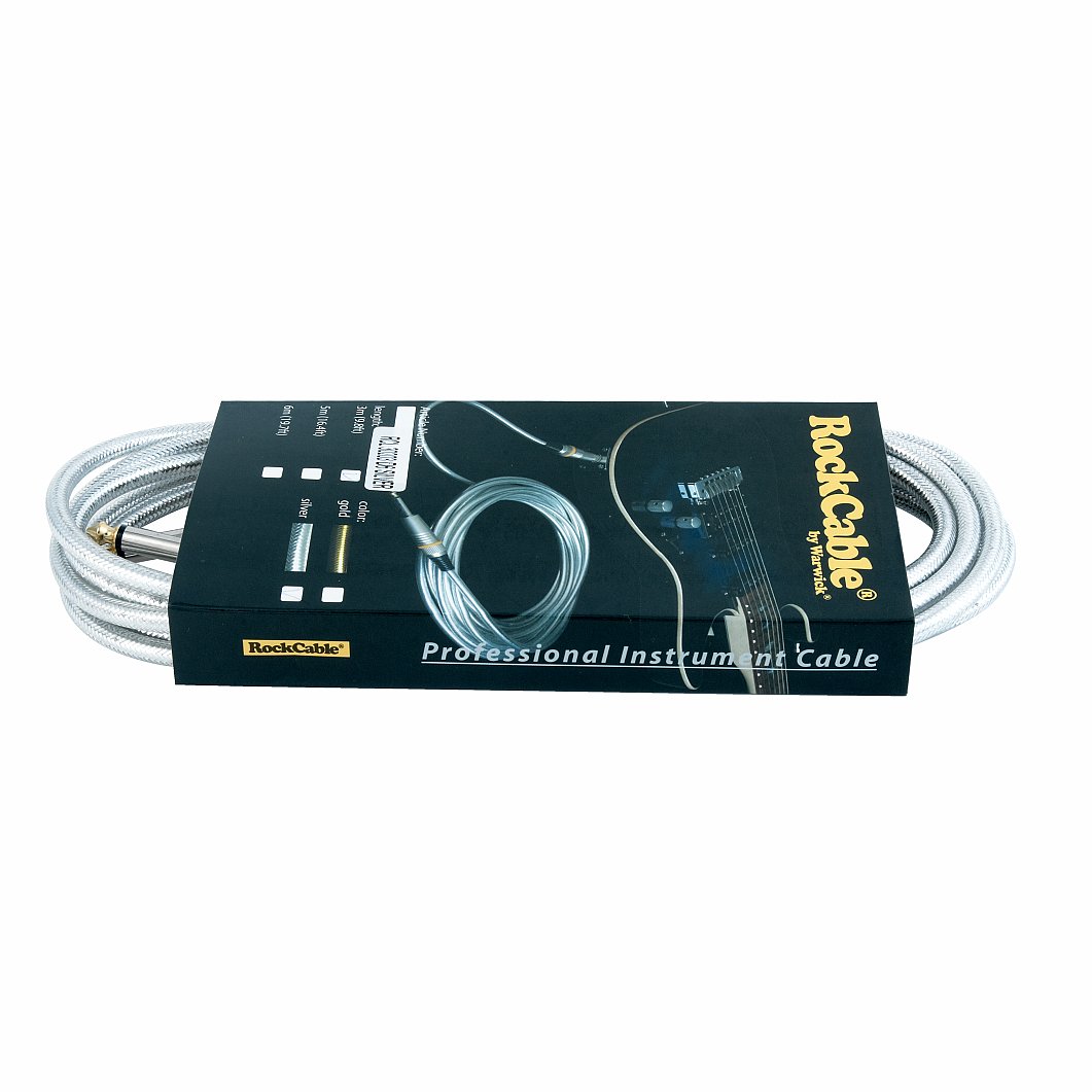 RockCable Instrument Cable - straight TS (6.3 mm / 1/4"), 3 m / 9.8 ft - Silver
